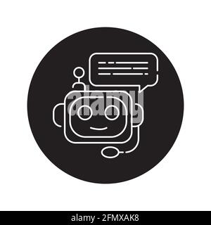 Chatbot black glyph icon. Pictogram for web page, mobile app, promo. UI UX GUI design element. Editable stroke. Stock Vector