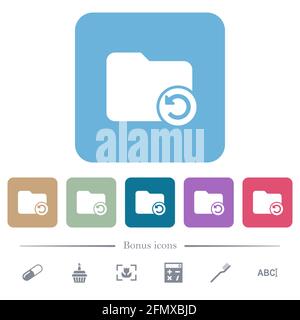 Undo directory last operation white flat icons on color rounded square backgrounds. 6 bonus icons included Stock Vector