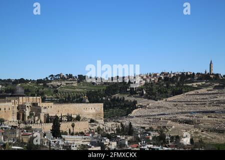 View of the Mount of Olives from Jerusalem Stock Photo
