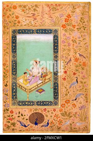 Emperor Shah Jahan (1592-1666), 5th Mughal Emperor and his son Dara Shikoh (1615-1659), painting, 1700-1799 Stock Photo