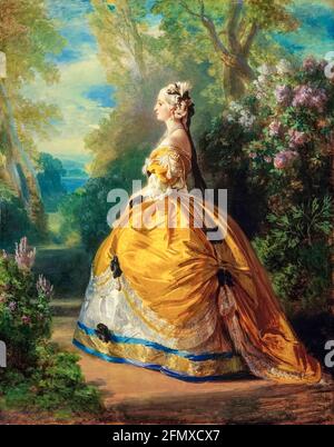 Empress Eugénie de Montijo (1826-1920), Empress Consort of France (1853-1870), wife of Napoleon III of France, portrait painting by Franz Xaver Winterhalter, 1854 Stock Photo