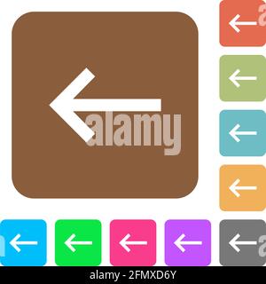 Keyboard backspace flat icons on rounded square vivid color backgrounds. Stock Vector