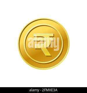 Coin icon. Indian rupee sign. Golden coin Stock Vector