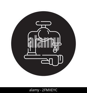 Plumbing installation black glyph icon. Pictogram for web page, mobile app, promo. UI UX GUI design element. Editable stroke. Stock Vector