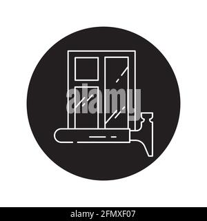 Installation windows black glyph icon. Pictogram for web page, mobile app, promo. UI UX GUI design element. Editable stroke. Stock Vector