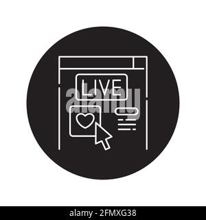 Like video black glyph icon. Pictogram for web page, mobile app, promo. UI UX GUI design element. Editable stroke. Stock Vector