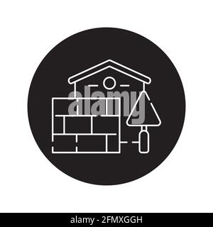 Building walls at home black glyph icon. Pictogram for web page, mobile app, promo. UI UX GUI design element. Editable stroke. Stock Vector