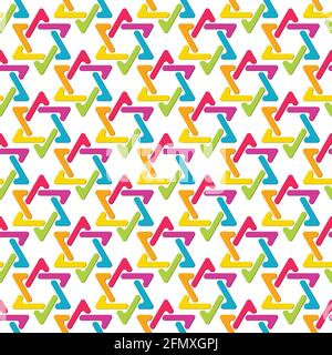 Seamless color pattern of interlocking triangles. Template for textures, textiles, and simple backgrounds. Simple style Stock Vector