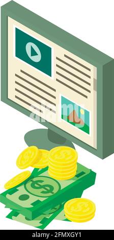 Content monetization icon. Isometric illustration of content monetization vector icon for web Stock Vector