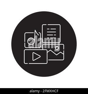 Streaming content black glyph icon. Pictogram for web page, mobile app, promo. UI UX GUI design element. Editable stroke. Stock Vector