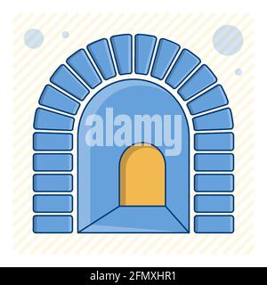 arched tunnel entrance color icon. Path into unknown, overcoming fears and obstacles. Cartoon vector Stock Vector