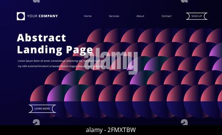 Abstract landing page with circles design vector illustration. Stock Vector