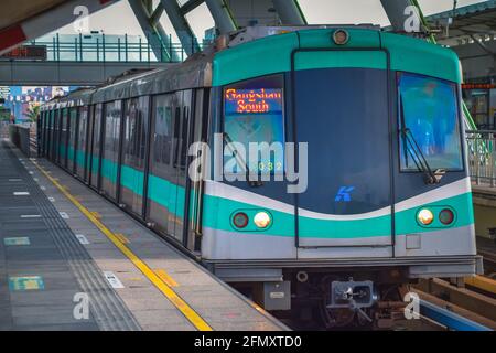 Kaohsiung, Taiwan 7/27/2019   Kaohsiung MRT World Games Station Platforms MRT Trains Stock Photo