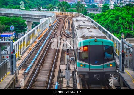 Kaohsiung, Taiwan 7/27/2019   Kaohsiung MRT World Games Station Platforms MRT Trains Stock Photo