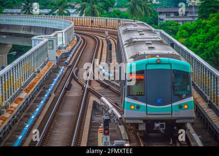 Kaohsiung, Taiwan 7/27/2019   Kaohsiung MRT World Games Station Platforms MRT Trains Stock Photo