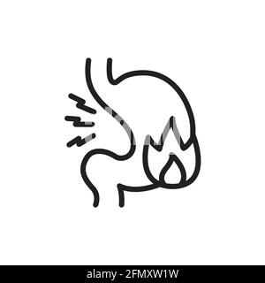 Heartburn line icon. Isolated vector element. Stock Vector