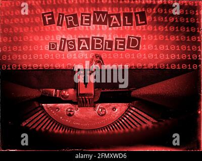 Firewall Disabled, Retrofuturism, Technology, Typewriter, Computer Stock Photo
