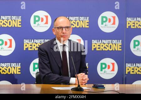 Italy, Rome, May 12, 2021 : Enrico Letta, secretary of the Democratic Party (Pd), pictured during a conference on sport   Photo Remo Casilli/Sintesi/Alamy Live News Stock Photo