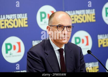 Italy, Rome, May 12, 2021 : Enrico Letta, secretary of the Democratic Party (Pd), pictured during a conference on sport   Photo Remo Casilli/Sintesi/Alamy Live News Stock Photo
