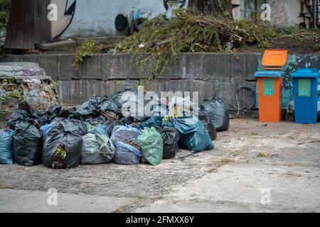 https://l450v.alamy.com/450v/2fmxx6y/bunch-of-full-plastic-garbage-bags-after-city-clean-up-2fmxx6y.jpg