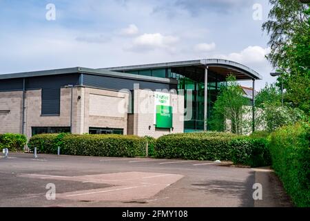 Norwich, Norfolk, UK – May 11 2021. The exterior, and front signage, of Nuffield Health Centre located in Barrack Street in the city of Norwich, Norfo Stock Photo