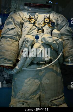 Commander Eugene Cernan space suit from the Apollo 17 lunar mission ...