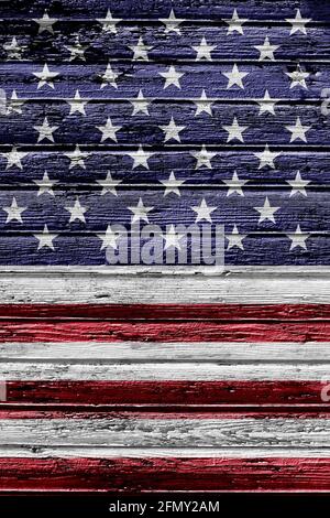 flag of USA painted on wooden frame Stock Photo