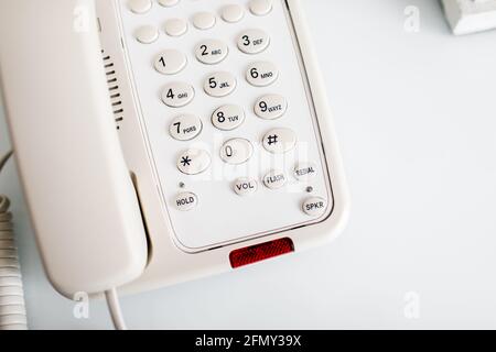 Office telephone on table, telephone on table Stock Photo