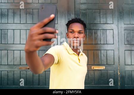 young african man making a selfie Stock Photo
