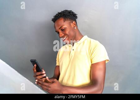 young african man making a video call from his smartphone Stock Photo