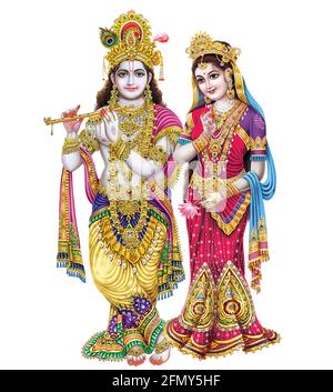 High-Resolution Indian God Radha Krishna Illustrations, Digital ...