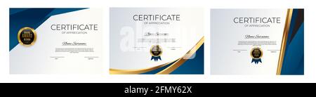 Certificate of achievement template set Background collection set. Award diploma design blank. Vector Illustration Stock Vector