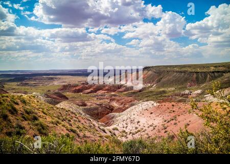 Desert landscape of the beautiful Petrified Forest National Park, Arizona Stock Photo