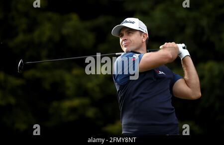 South Africa's Louis de Jager tees off on the 9th during day one of the Betfred British Masters at The Belfry golf course, Sutton Coldfield. Picture date: Wednesday May 12, 2021. Stock Photo