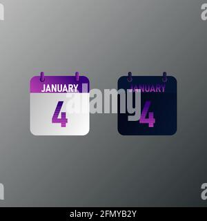 Daily calendar Icon January in a Flat Design style. Easy to edit Isolated vector Illustration. Stock Vector