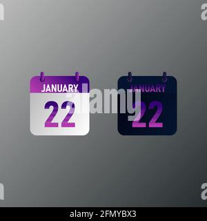 Daily calendar Icon January in a Flat Design style. Easy to edit Isolated vector Illustration. Stock Vector