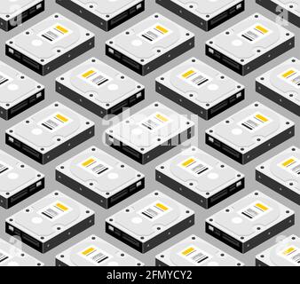 Hard drive pattern seamless. Hdd background. Vector illustration Stock Vector