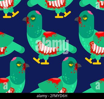 Zombie pigeon pattern seamless. Dove revived dead monster background Stock Vector