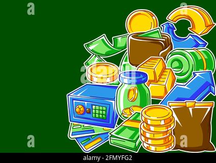 Banking background with money icons. Business concept with finance items. Stock Vector