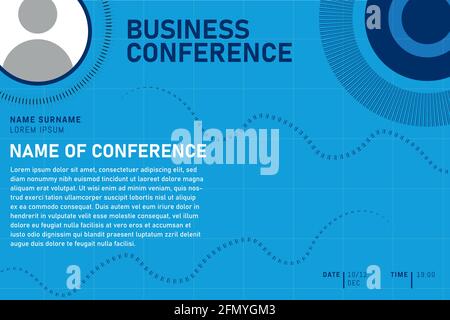 Business conference invitation concept. Modern memphis colorful abstract geometric background. Template for banner,web page development, poster, flyer Stock Vector