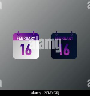 February daily calendar icon in flat design style. Vector illustration in light and dark design. Stock Vector