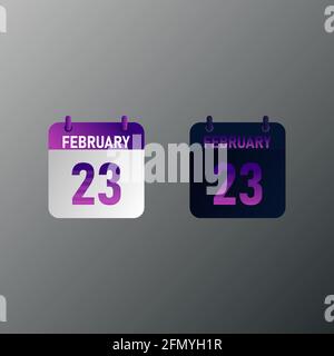 February daily calendar icon in flat design style. Vector illustration in light and dark design. Stock Vector