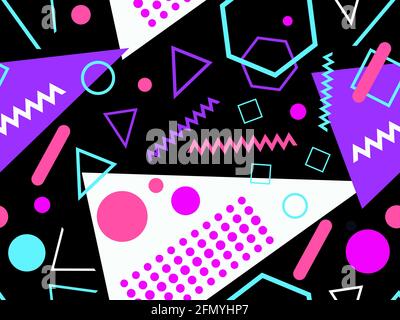 Memphis seamless pattern. Geometric elements memphis in the style of 80's. Trendy retro background for printing on paper, advertising materials and fa Stock Vector