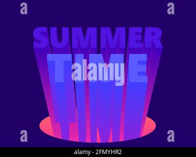 Summer time. 80s retro sci-fi 3D text. Synthwave and retrowave style. Design for advertising brochures, banner and poster. Vector illustration Stock Vector
