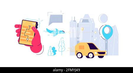 Different ways of online delivery service banner Stock Vector