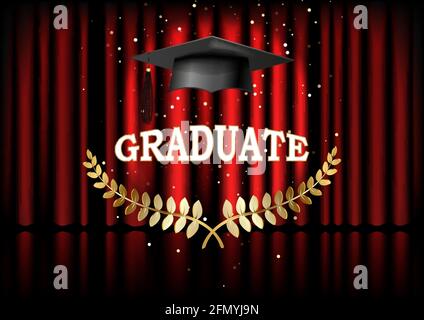 Golden Graduation Cap With Laurel Wreath Vector Illustration On White Background Festive Graduation Day Greeting Card Design Element Stock Vector Image Art Alamy