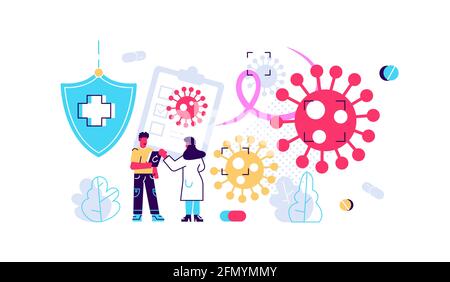 Oncology cancer control prevention, diagnostic and treatment Stock Vector
