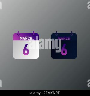 March daily calendar icon in flat design style. Vector illustration in light and dark design. Stock Vector
