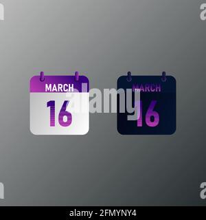 March daily calendar icon in flat design style. Vector illustration in light and dark design. Stock Vector