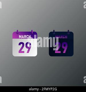 March daily calendar icon in flat design style. Vector illustration in light and dark design. Stock Vector